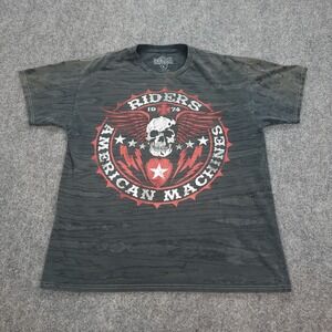 MMA Elite Shirt Mens‎ Large Grey Camo Skull Wings Riders Fighting Grunge Y2K
